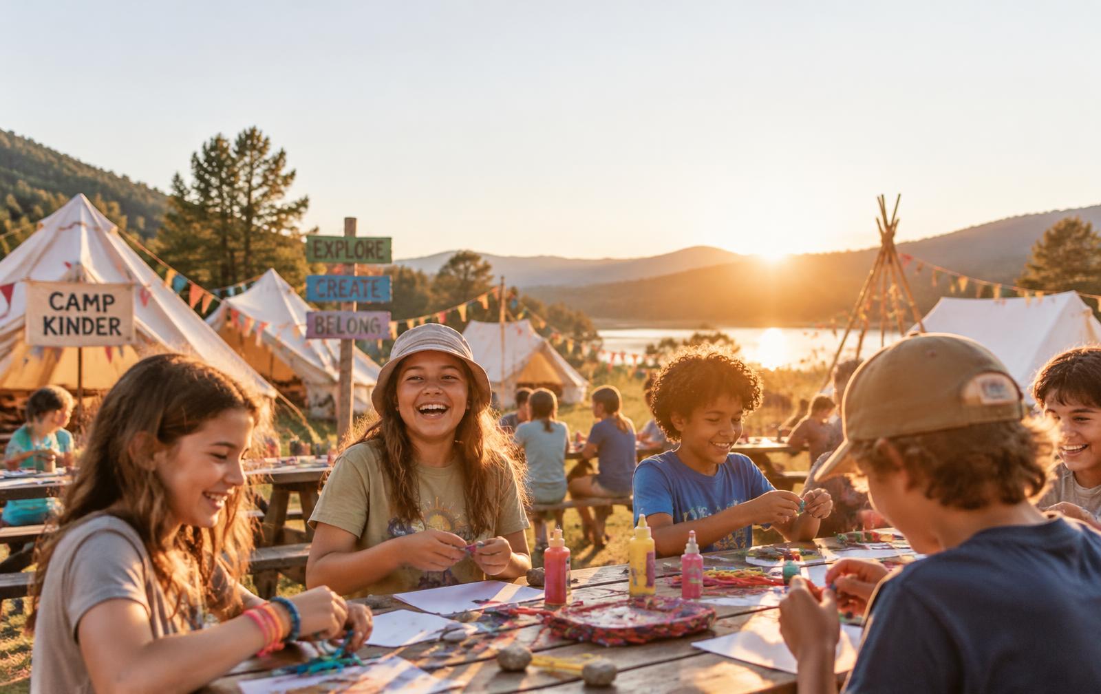Kids laughing at a pop-up summer camp